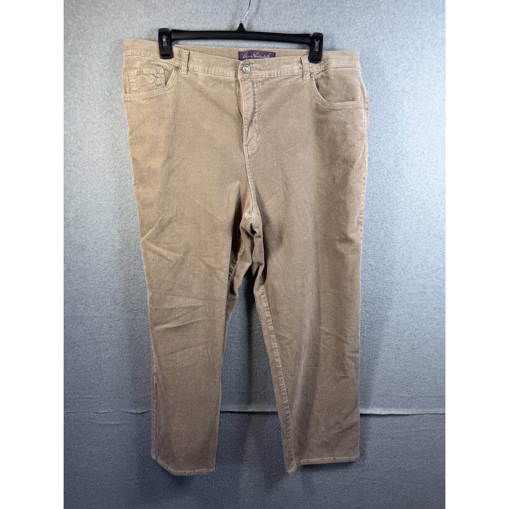 Gloria Vanderbilt Pants Womens 20W Beige Corduroy Amanda Stretch Khakis Casual
